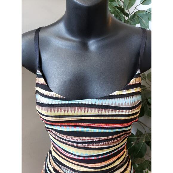 Jacaranda Bodycon Dress Womens Multi Striped Stretch Spaghetti Strap Scoop Neck - Picture 10 of 11